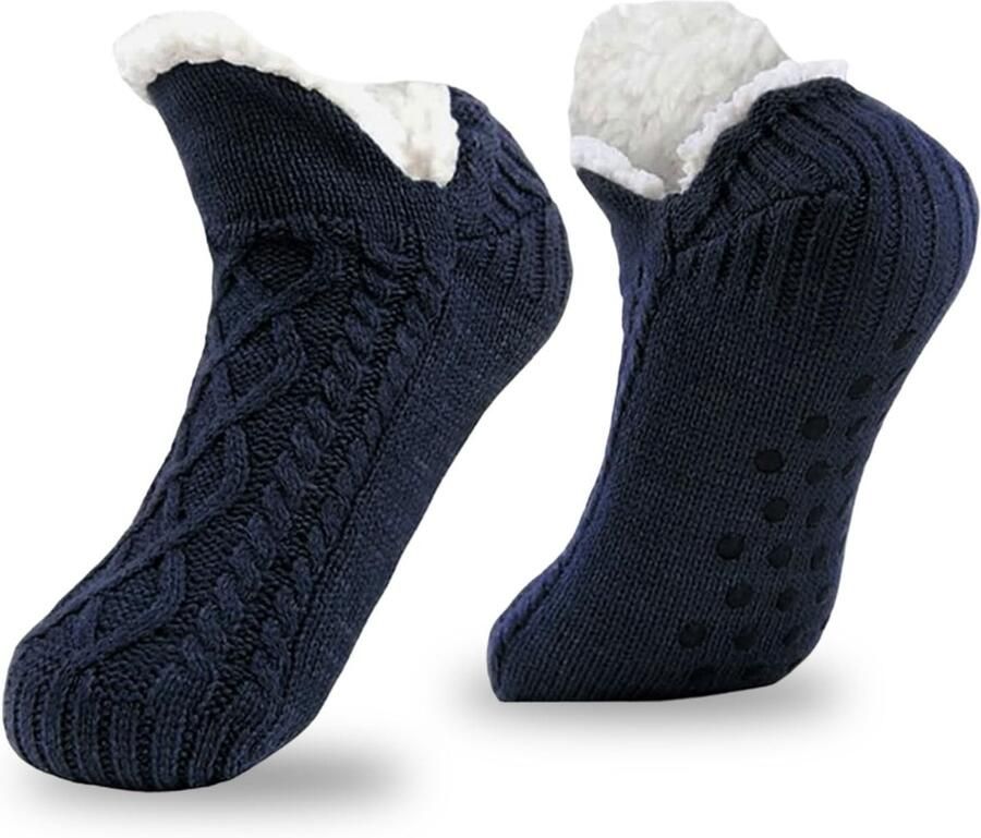 Dailygoods- Pantoffels Gebreide Fleece Warme Antislip Pluizige Grip Sokken Winter Slippers Voor Vloer Yoga Sport