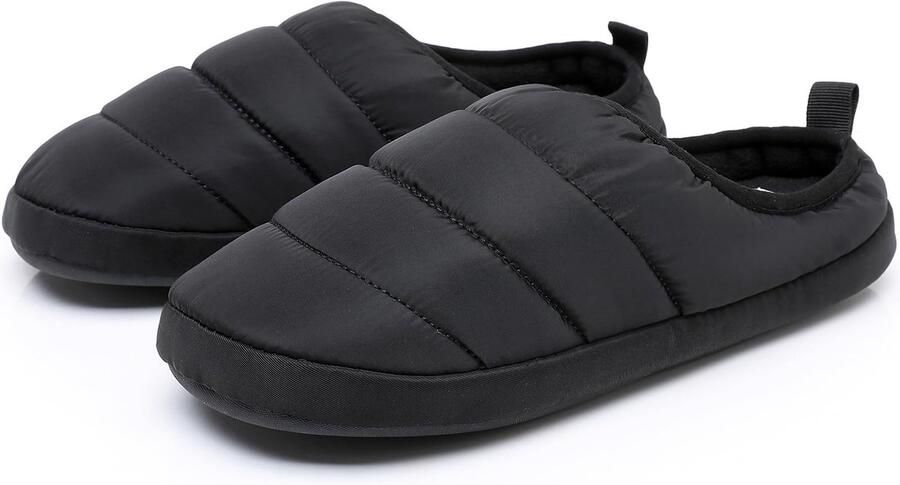 Dailygoods- Pantoffels Dons Brede Pantoffels Antislip Rubberen Zool Warme Slippers Fleecevoering Memory-Foam Inlegzolen