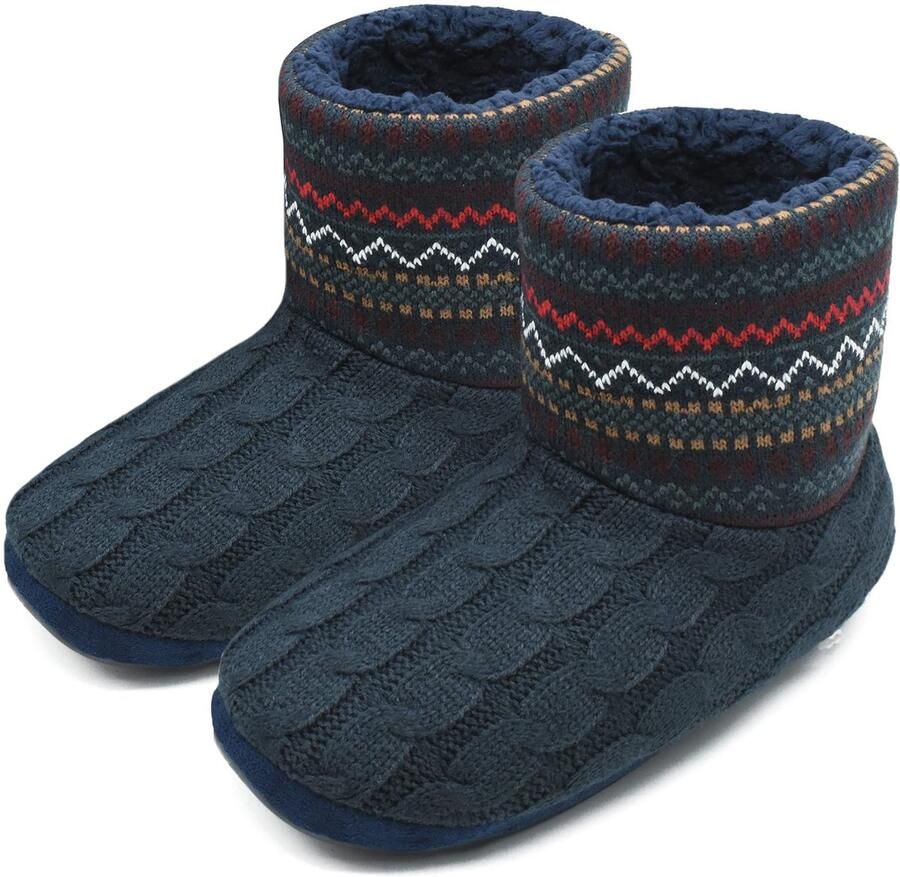 Dailygoods- Pantoffels Heren Warm Antislip Huisschoenen Lichtgewicht Rubberzool Gevoerde Bootie Slippers Winter Sloffen Comfortabele Laarzen