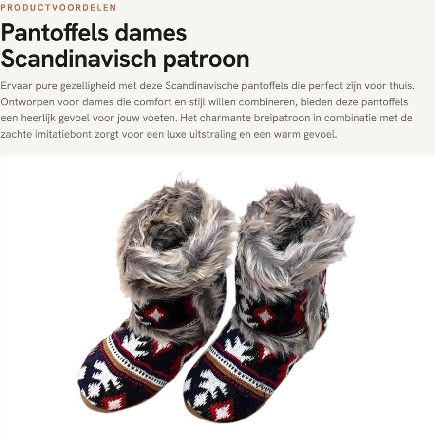 Dailygoods- Pantoffels Scandinavisch patroon Zacht Veganistisch Rubber zool Warm Comfortabel Huispantoffels