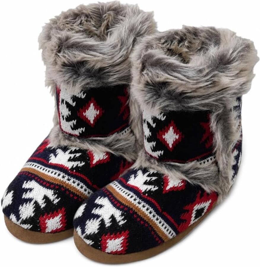 Dailygoods- Pantoffels Scandinavisch patroon Zacht Veganistisch Rubber zool Warm Comfortabel Huispantoffels