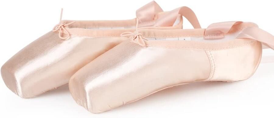 Dailygoods- Pointe Schoenen Professionele Dansschoenen Satijnen Bovenmateriaal Leren Zool Siliconen Teen Pads Verstelbare Elastische Band Antislip en Ademend Ballet Schoenen