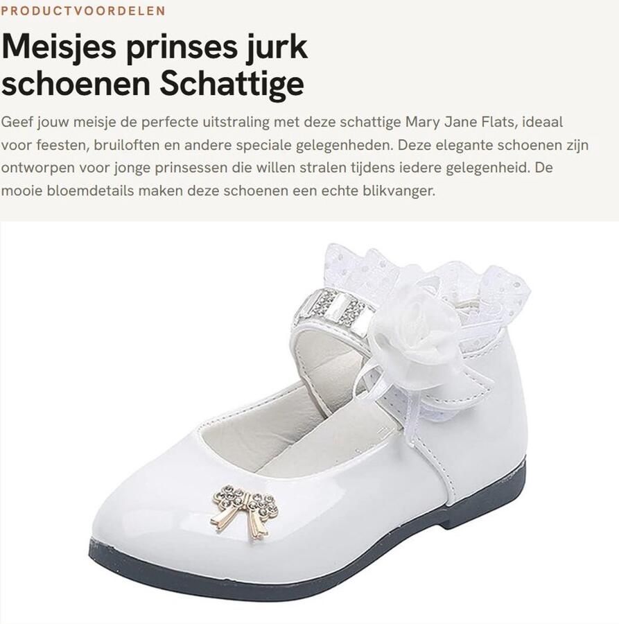 Dailygoods- Prinses Jurk Schattig Meisjes Schoenen Mary Jane Flats Bloemenmeisje Bruiloft Feestoutfit