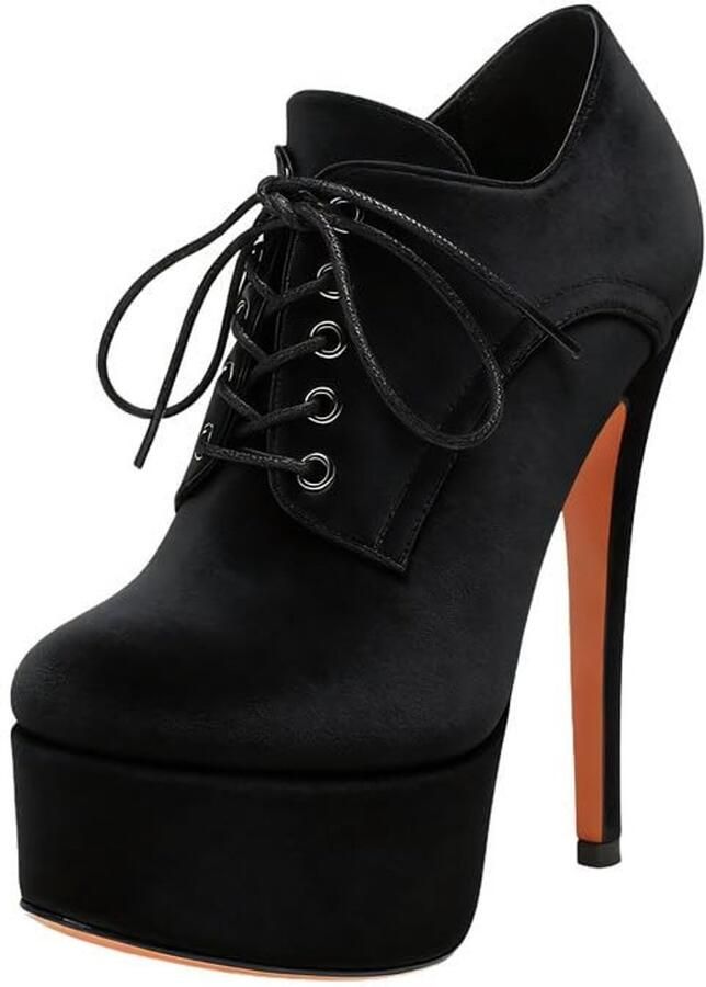 Dailygoods- Pumps Hoge Hakken Veganistische Veterpumps Plateau Laklook Elegante Dames Schoenen Zachte Binnenzool