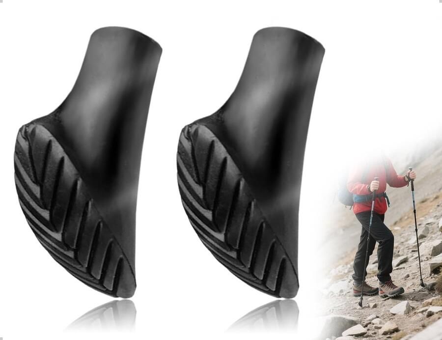Dailygoods- Rubberen Punten Antislip 2 Stuks Stokbescherming Trekking Geschikt voor Asfalt Grind Duurzaam PVC Wandelstokpunten