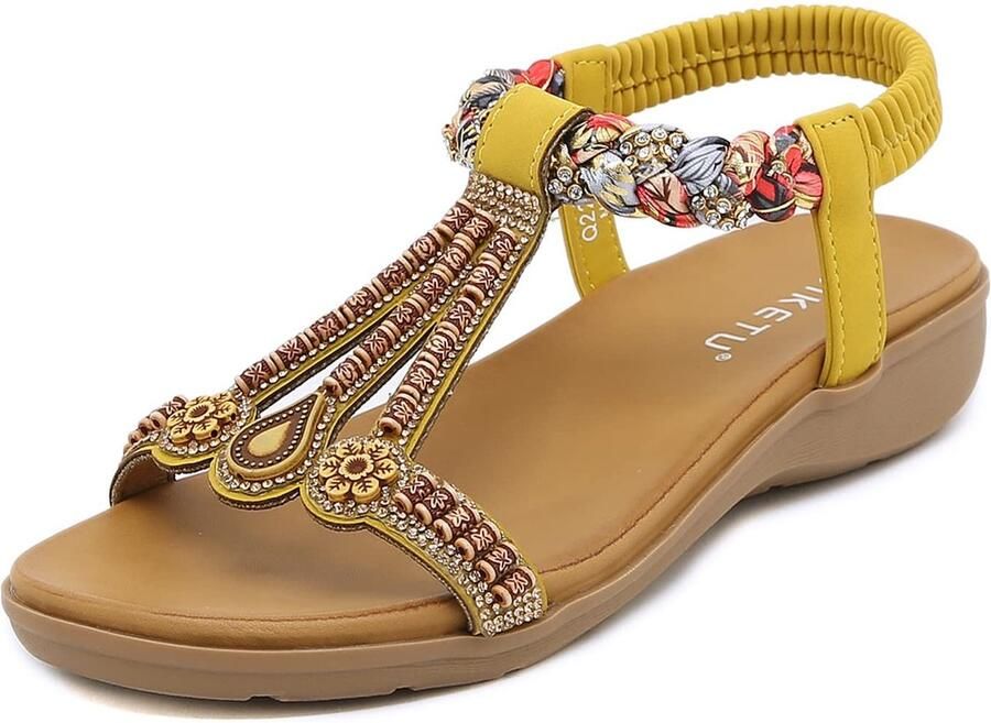 Dailygoods- Sandalen Dames Casual Comfortabel Platte Sandalen Zomer Sandalen Elastische Achterkant Ronde Teen EU Strandsandalen