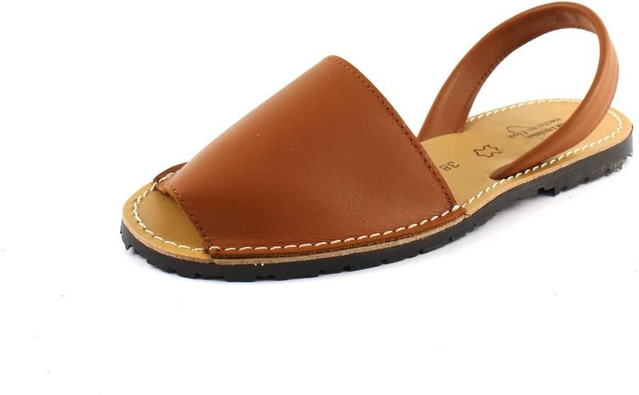 Dailygoods- Sandalen Dames Handgemaakt Rundleer Antislip Rubberen Loopzool Gewatteerd Slingback Blokhak 5 Kleuren Slippers