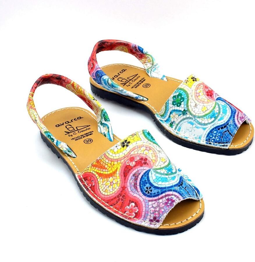 Dailygoods- Sandalen Dames Plat Avarcas Menorquinas Meerkleurig Hoogwaardig Leer Flexibele Zool Comfortabele Zomerlook Schoenen