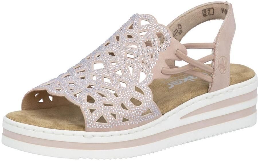 Dailygoods- Sandalen Dames Roze Kleur Schokabsorberende Zool Wedge Hak Elastische Band Extra Comfortabele Bovenkant