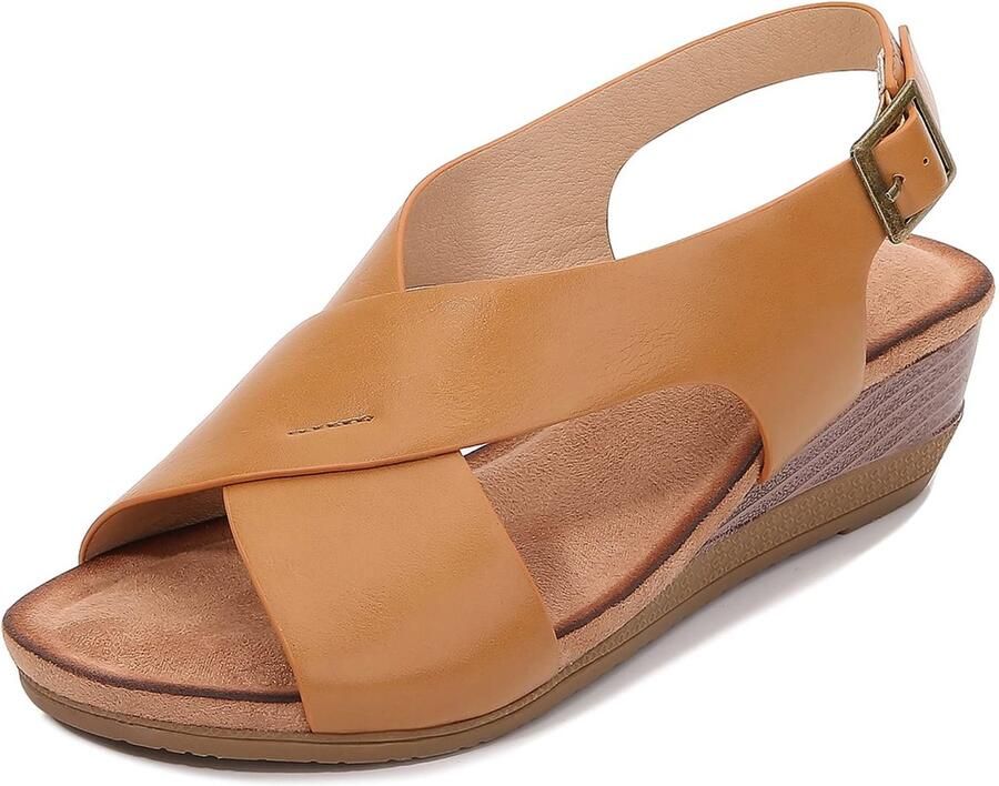 Aladdien Dames Schoenen Zomersandalen Sleehak Bruin Open Teen Casual en Elegante Sandalen voor Dames