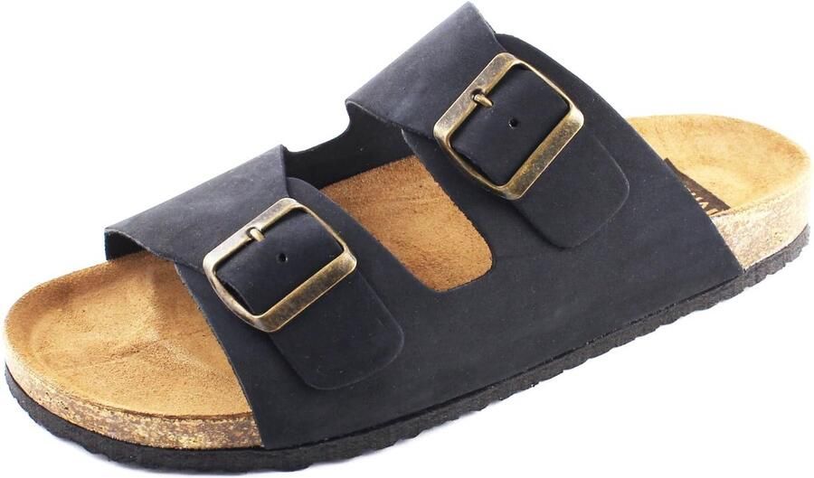 Dailygoods- Sandalen heren Casual nubuckleren sandalen Echt leer Kurkzool Verstelbare riempjes Anatomische pasvorm Herenslippers