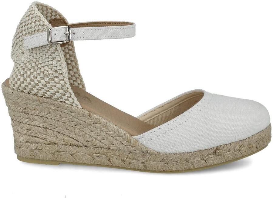 Dailygoods- Sandalen Jute Wig met Sleehak Dames Canvas Gesp Sluiting Gewatteerd Gemaakt in Spanje Schoenen