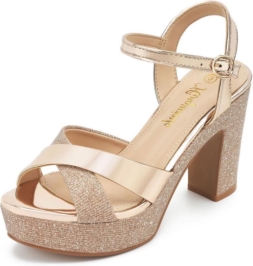 Dailygoods- Sandalen met Blokhak Comfortabele Plateauhakken Open Teen Dames Feest Schoenen Gekleed en Sexy Hakken