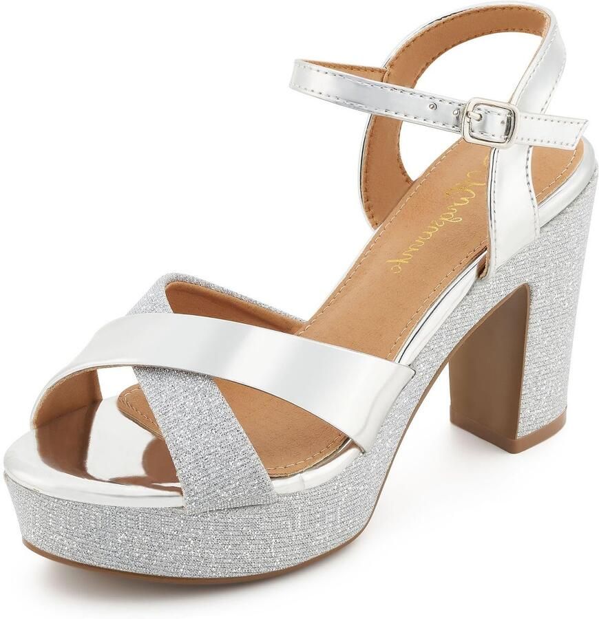 Dailygoods- Sandalen met Blokhak Comfortabele Plateauhakken Open Teen Dames Geschikt voor Bruiloft Feest Hakken