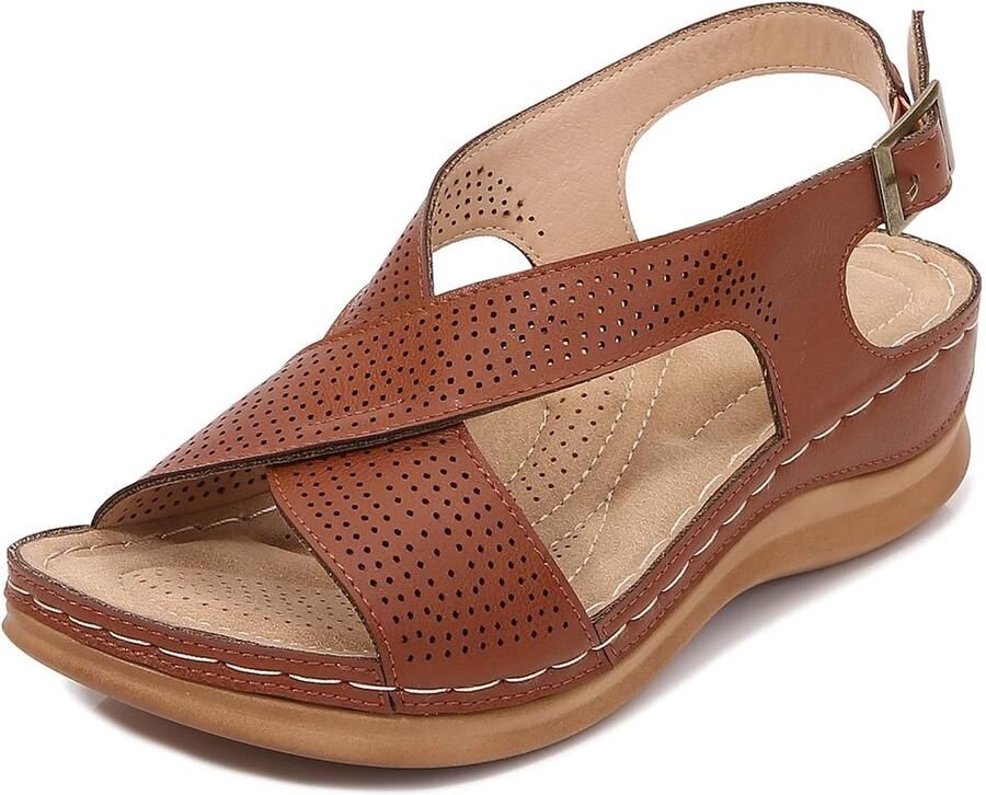 Dailygoods- Sandalen Sleehak Dames Zomersandalen Casual Mode Open Teen Gesp Holow Out Ontwerp Rubberen Zool Sleehaksandalen