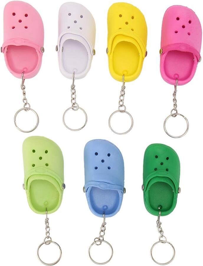 Dailygoods Sandalen Sleutelhanger 7 Stuks Zachte Slipper Sleutelhangers voor Rugzakken Auto's Handtassen Mobiele Telefoons Decoratie