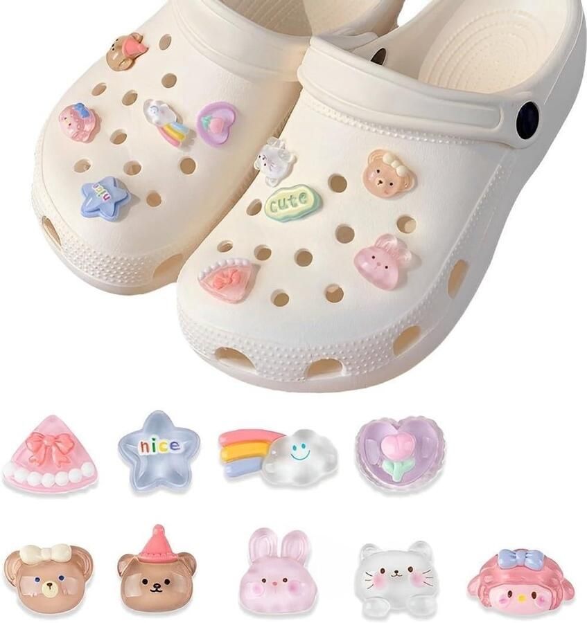 Dailygoods- Schoencharms 10 Stuks Schoensieraden Schoenstekers Decoratie voor Clogs Geschikt voor nen Duurzaam PVC Schoendecoratie