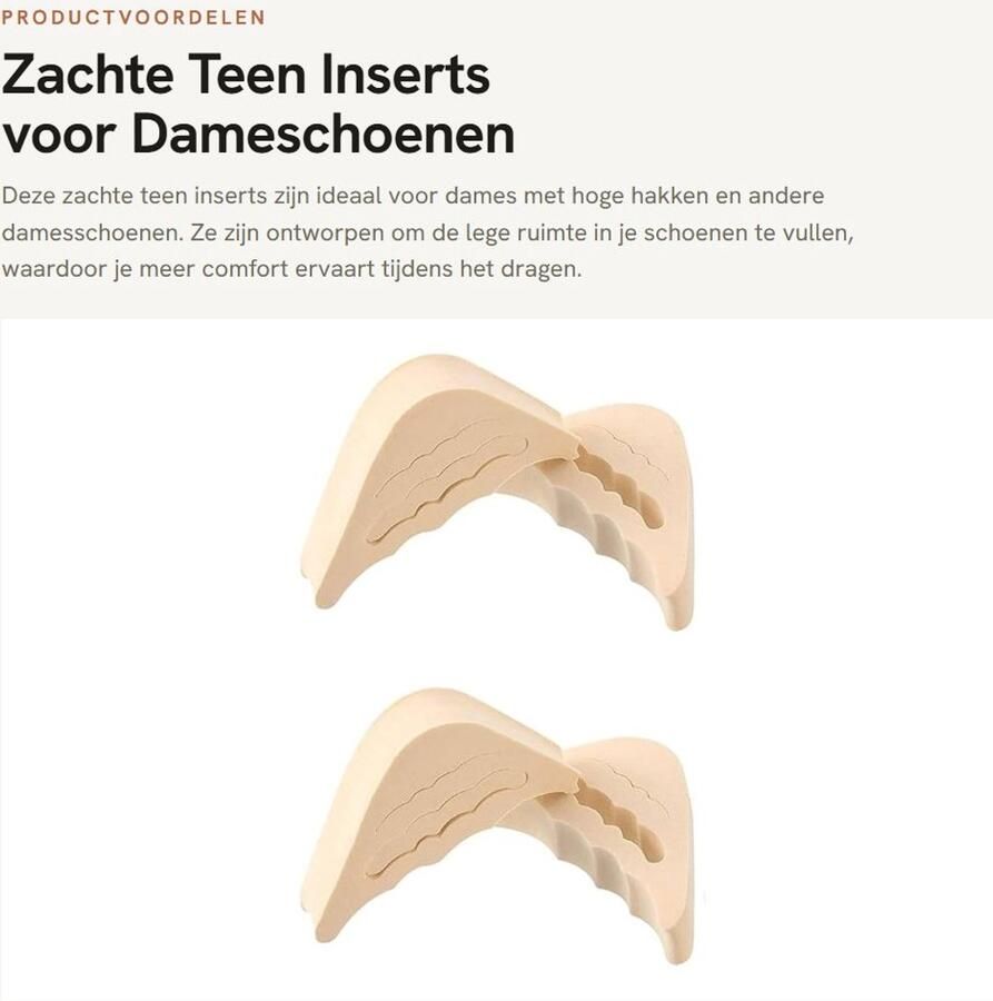 Dailygoods- Schoenenvuller Zachte Teen Inserts Voor Dames met Hoge Hakken Aanpasbare Vulling Comfortabel Geschikt voor Pumps Flats Schoeninleg