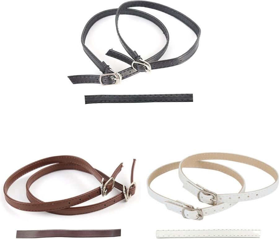 Dailygoods- Schoenriemen 3 Paar Hoge Hakken Afneembare Hielbanden PU Leer Waterdicht Vuilbestendig Inclusief Reserve Naaiband Schoenveters