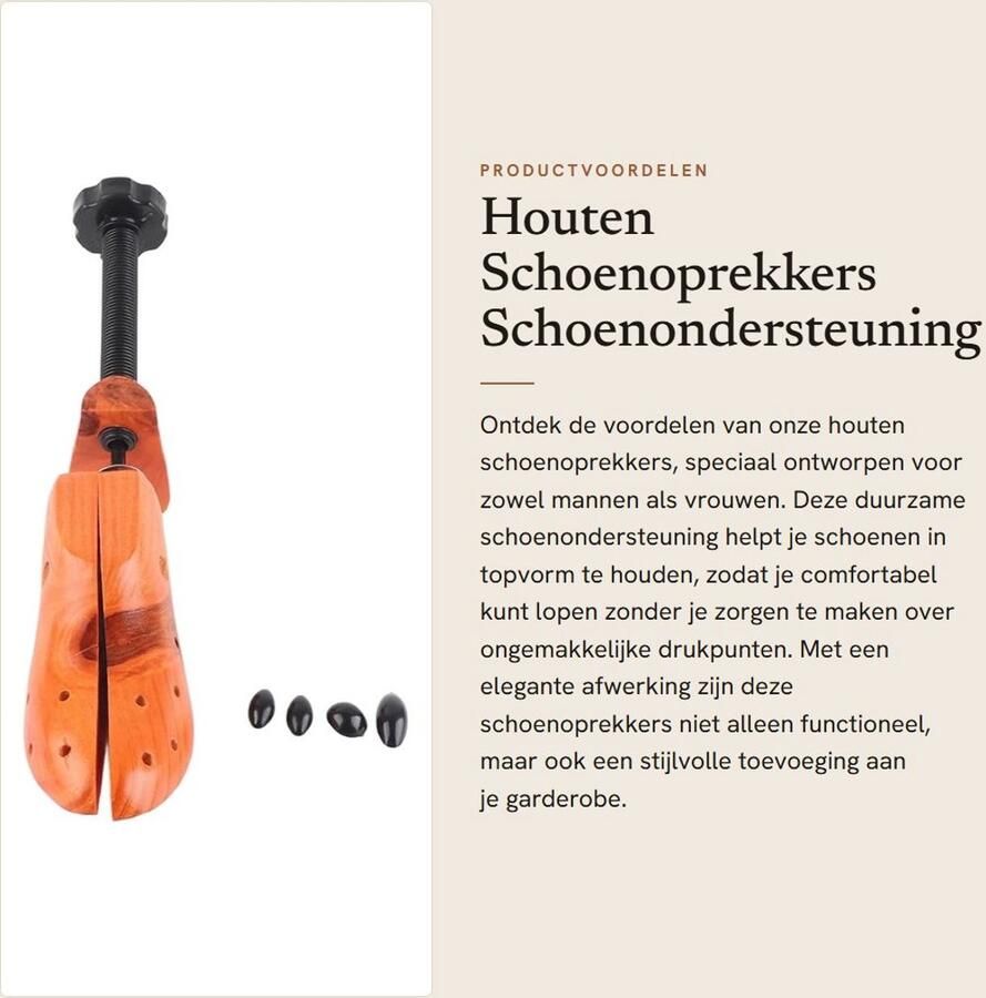 Dailygoods- Schoenvergroter Houten Schoensteun Expander Boots Verstelbaar Geschikt voor nen Schoenoprekker