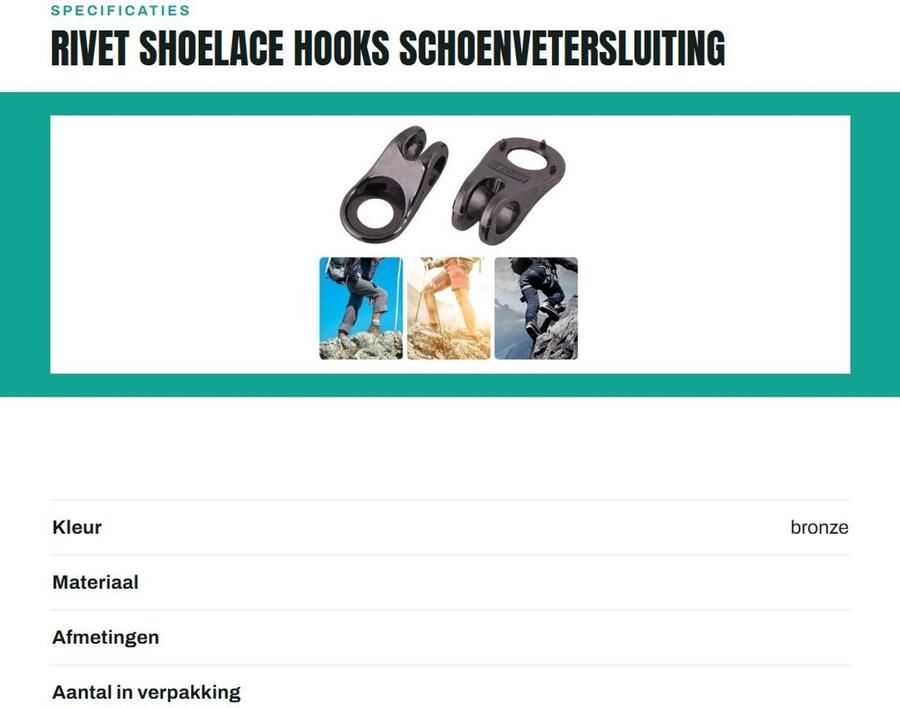 Dailygoods- Schoenvetersluiting 20 Sets Schoen Accessoires Rivet Beugels Duurzaam Geschikt voor Wandelschoenen Hoogwaardige Legering Schoenaccessoire