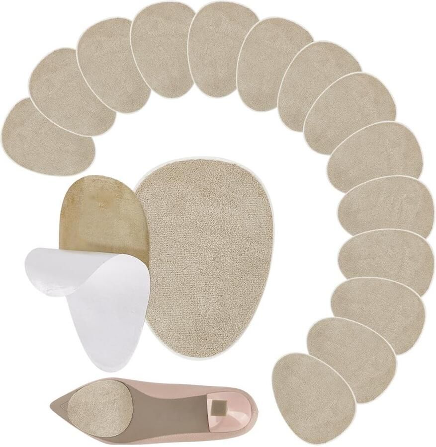 Dailygoods- Schoenzolenbeschermers 20 stuks Antislip Imitatiesuède Voor Dansschoenen Sneakers Beige Afmetingen 6 5 x Schoenpads