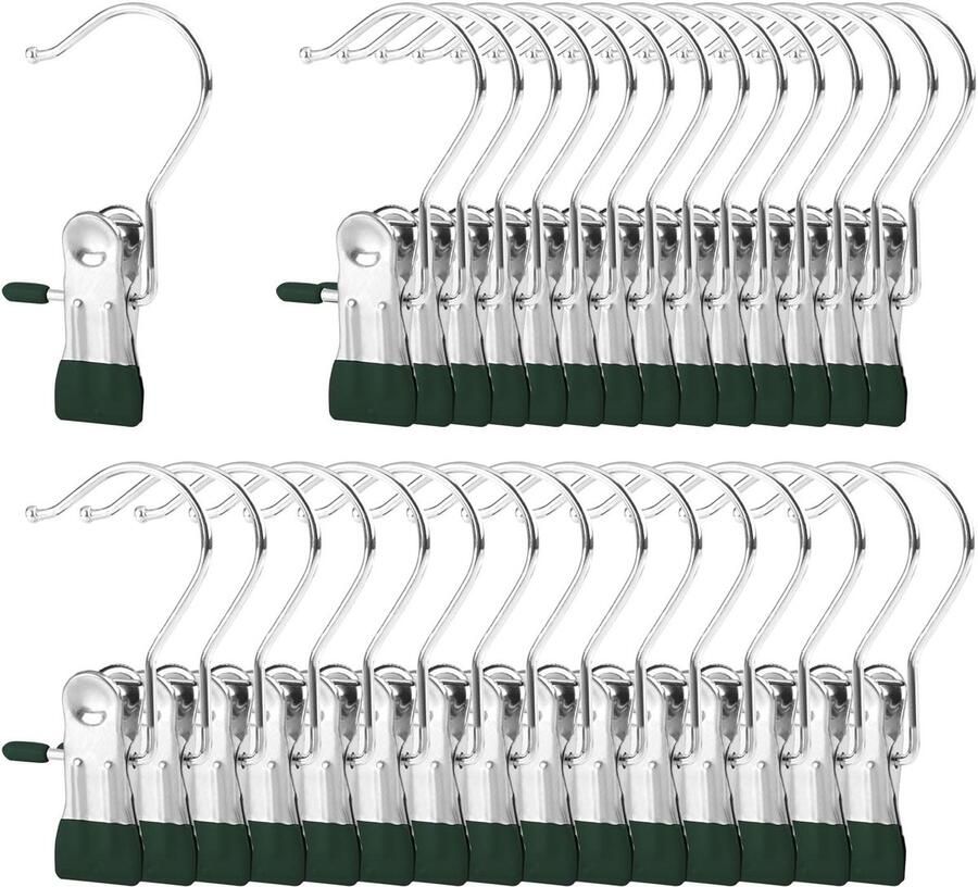 Dailygoods Set van 30 Donkergroene Klemhaken voor Laarzen en Handdoeken