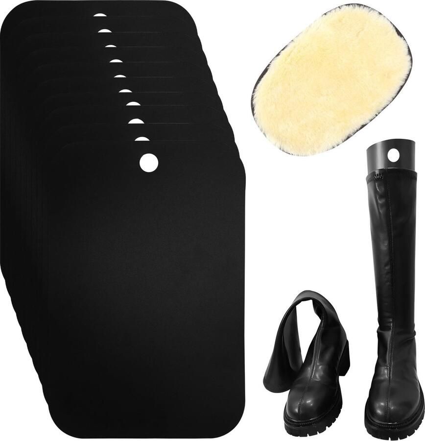 Dailygoods- Shaft Boot Duurzaam PP Plastic Schoensteun Zwart 32 x 10 Stuks Inclusief Schoenpoets Handschoenen
