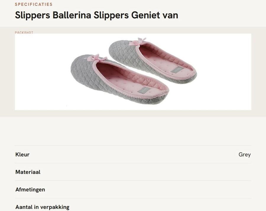 Dailygoods- Slippers Dames Ballerina Slippers Antislip Grijs Geschikt voor Lente Herfst Winter Balletslippers