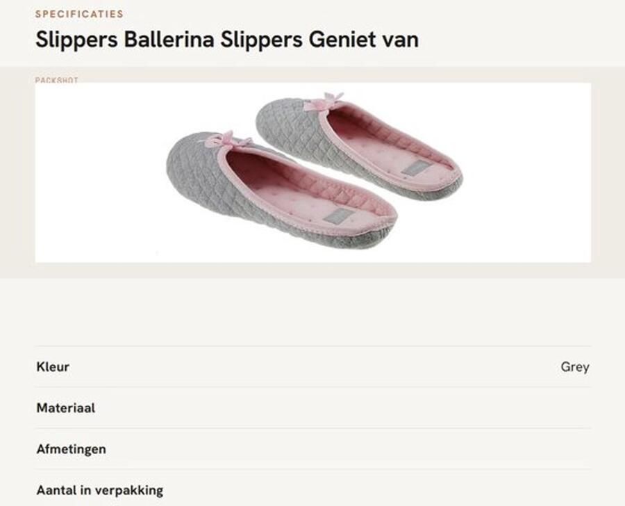 Dailygoods- Slippers Dames Ballerina Slippers Antislip Grijs