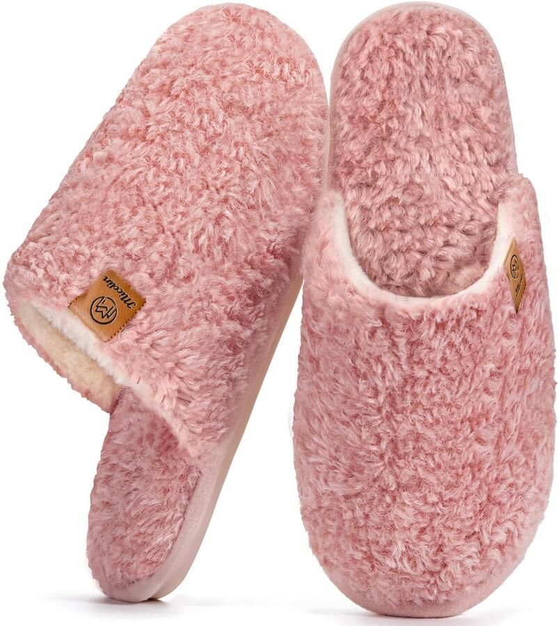 Solidchoice- Slippers Dames Warm Pantoffels Antislip Pluche Zacht Binnenzool Traagschuim