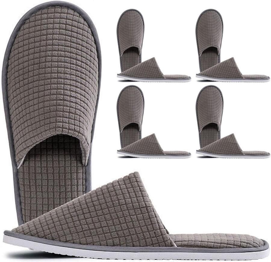 Dailygoods- Slippers Antislip Zacht Terry Katoen 4 Paar Maat XX-Large Geschikt voor Hotels Thuis Gastenslippers