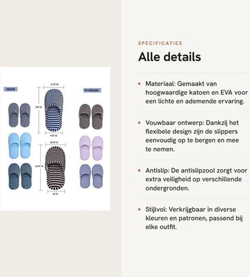 Dailygoods- Slippers Opvouwbaar Antislip Inclusief