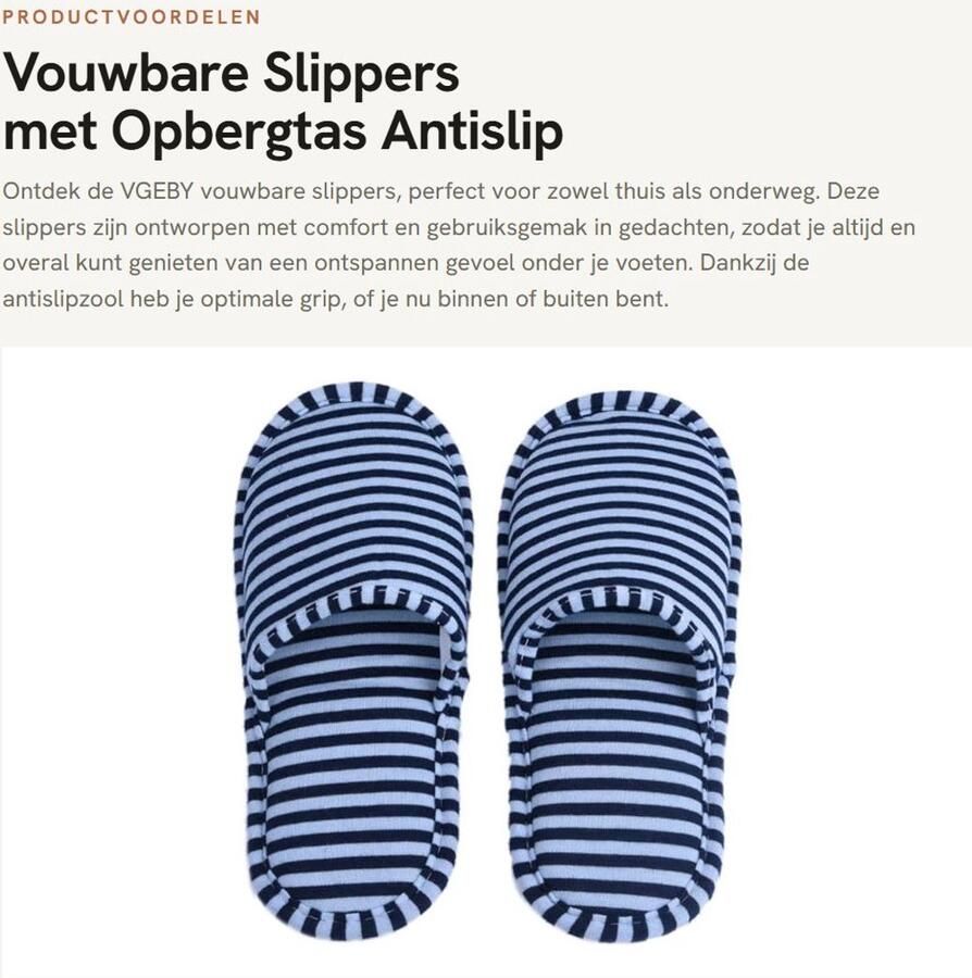 Dailygoods- Slippers Opvouwbaar Antislip Inclusief Opbergtas Lichtgewicht Comfortabel Materiaal: Katoen EVA Reis Slippers