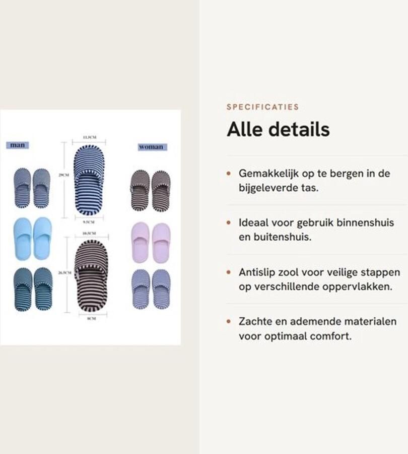 Dailygoods- Slippers Opvouwbaar Antislip Katoen EVA