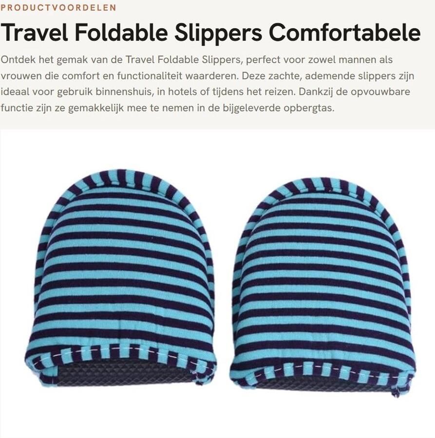 Dailygoods- Slippers Opvouwbaar Antislip Zacht Katoen Inclusief Opbergzak Lichtgewicht Huis Slippers