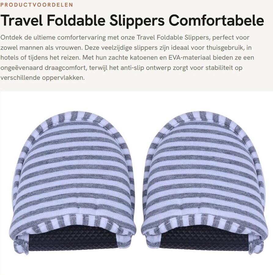Dailygoods- Slippers Opvouwbaar Antislip Zacht Katoen Indoor Outdoor Inclusief Opbergtas Lichtgewicht Huis