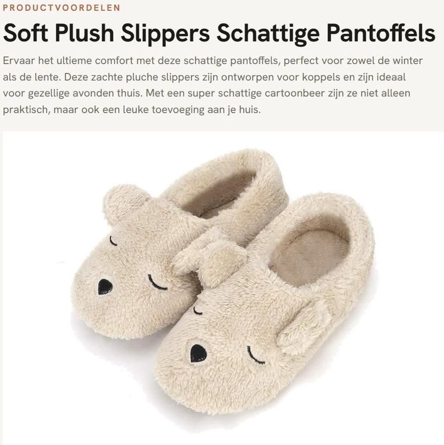 Dailygoods Slippers Pluche Slippers Schattige Cartoon Bear Winter Slippers Couple Slippers Slippers