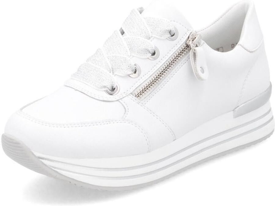 Dailygoods- Sneakers Dames Lavendelkleurig Glad Leer Ritssluiting Vetersluiting Uitneembaar Voetbed Lichte Flexibele Zool Comfortabele Breedte Dames Schoenen