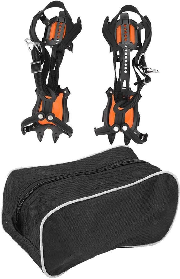 Dailygoods- Sneeuwstijgijzers Antislip Stijgijzers voor Bergschoenen Stijgijzers voor Wandelschoenen Koudebestendig tot -40°C Inclusief Opbergtas Verstelbare Klauw