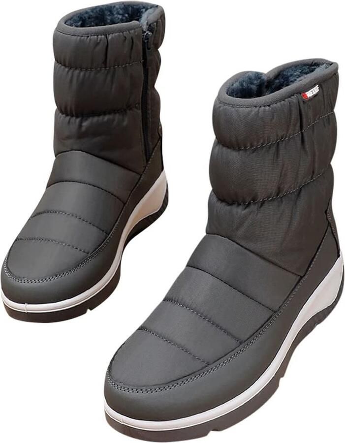 Dailygoods- Snowboots Dames Waterdicht Winterboots Antislip Opwarmend Zipper Sluiting Kunstleer Pluche Voering Winterlaarzen