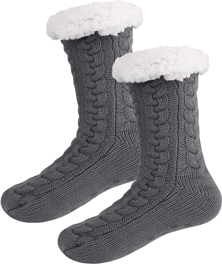 Dailygoods- Sokken Dames Pluche Antislip Sokken Warm Thick Fleece Winter One Size Slippers