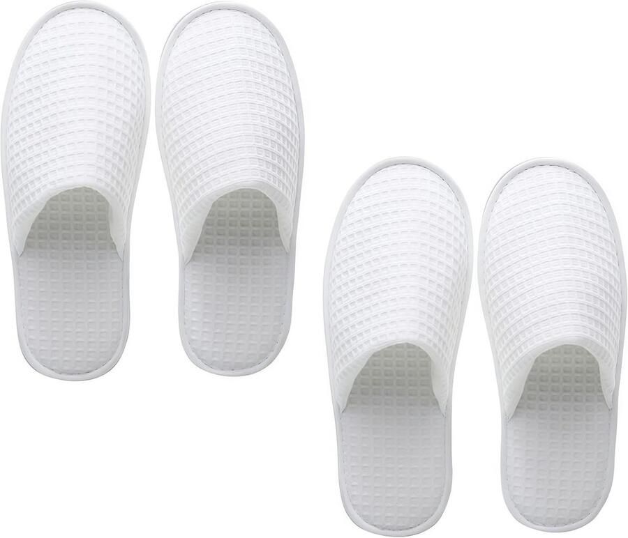 Dailygoods- Spa Slippers 2 Paar Witte Pantoffels Antislip Ergonomisch Design Zacht en Comfortabel Voor Hotel Spa