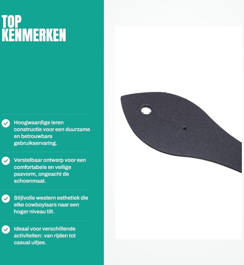 Dailygoods- Spoorenrie Verstelbaar Leer Enkele laag Cow Boots 2 Stuks Stijlvol en functioneel Sporen