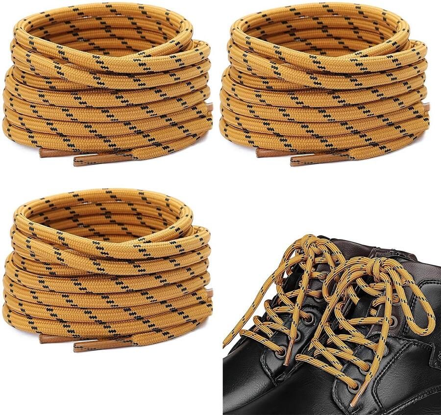 Dailygoods- Sportschoenen 3 Paar Ronde Veters 4 mm Diameter Duurzaam Polyester Geschikt voor Sneakers Comfortabel en Zacht