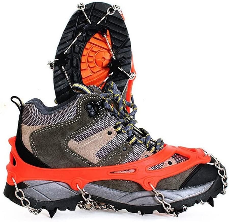 Dailygoods- Stijgijzers met 8 Tanden Stijgijzers voor Bergschoenen Stijgijzers voor Wandelschoenen Antislip Opbergtas Geschikt voor Winterwandelingen Schoenkettingen