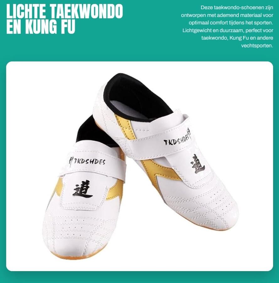 Dailygoods- Taekwondo-schoenen ademend materiaal Lichte Sportboxen Kung Fu TaiChi Antislip TPR-zolen Verstelbare maten Comfortabel ontwerp Sportchoenen