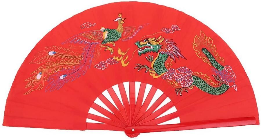 Dailygoods Tai Chi Fan Chinese Dans- en Kung Fu Ventilator van Bamboe Rood