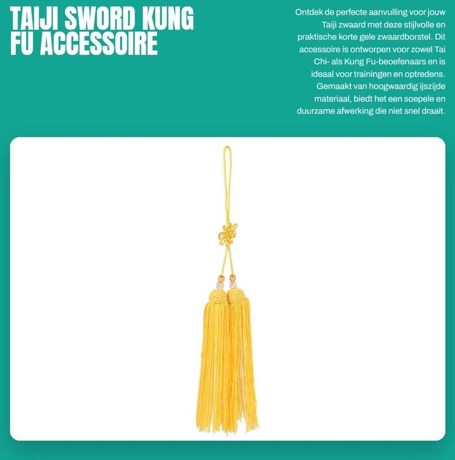 Store_8 Taiji Sword Kung Fu Accessoire Korte Gele Zwaardborstel Tai Chi Voor Wushu Beoefenaars Ideaal voor Training en Optredens