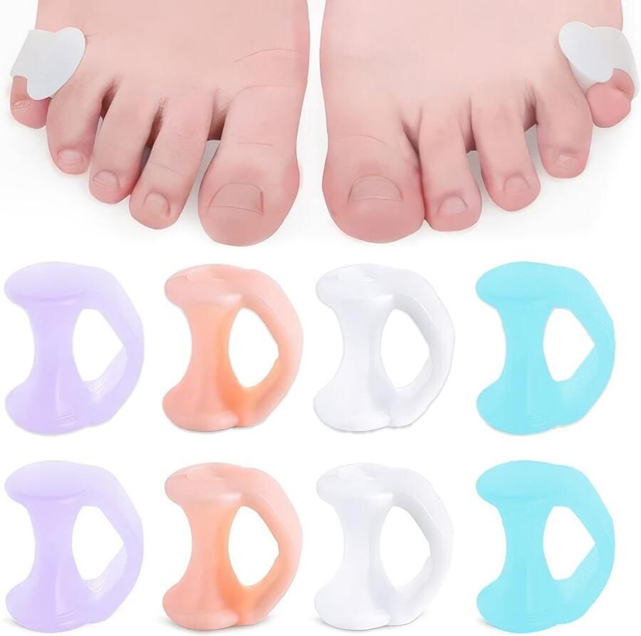 Dailygoods- Teenslippers 4 Paar Teenbeschermer Teenspreader Siliconen Pijnverlichting Overlappende Tenen Scheiden Herbruikbaar Teenspreider